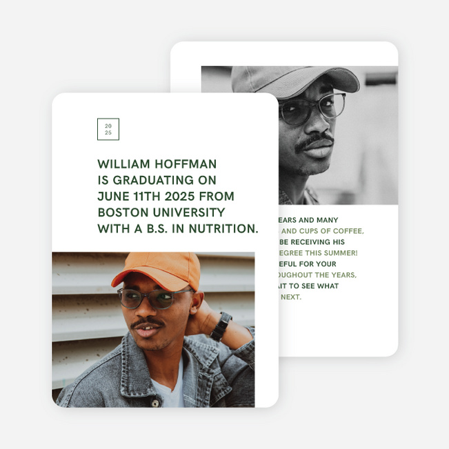 Clean Introduction Graduation Announcements & Graduation Invitations - Green