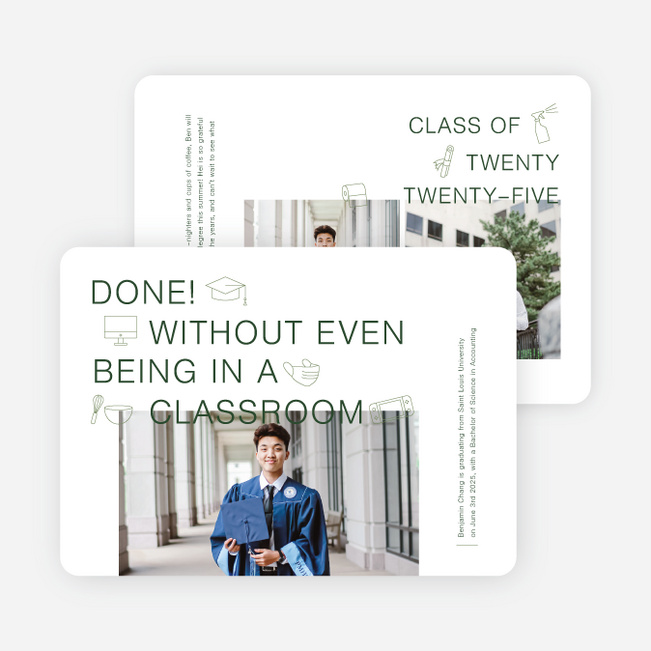 Quarantine Necessities Graduation Announcements & Graduation Invitations - Green