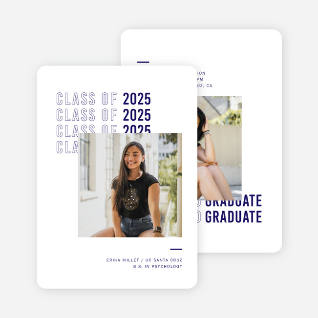 Excellence All Around Graduation Announcements & Graduation Invitations - Blue