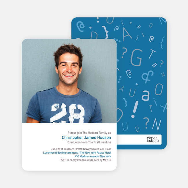 Formulas, Letters and Names Graduation Invitations - Royal Blue