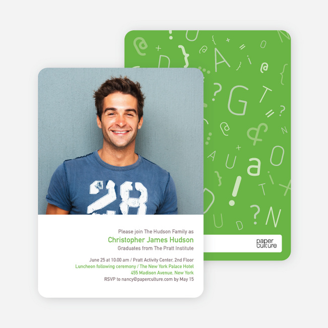 Formulas, Letters and Names Graduation Invitations - Pistachio