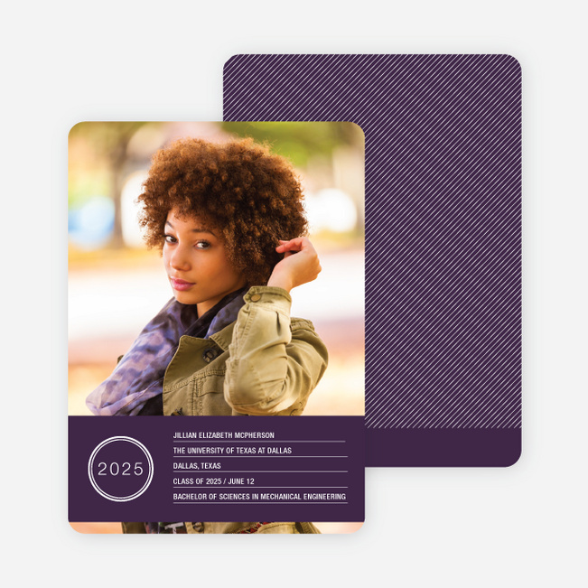 Graduation Sketch Invitations - Prestigious Purple
