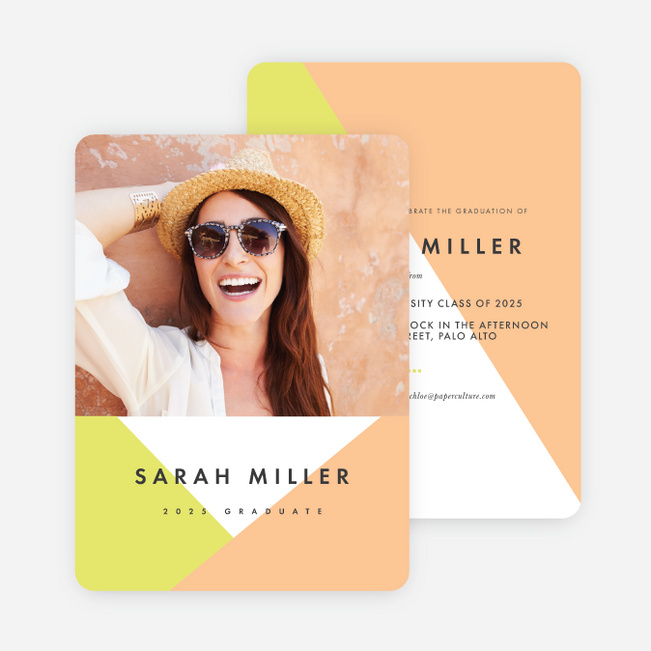 Bold & Geometric Photo Graduation Cards - Orange