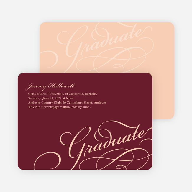 Graduation Script Invitations - Burgundy