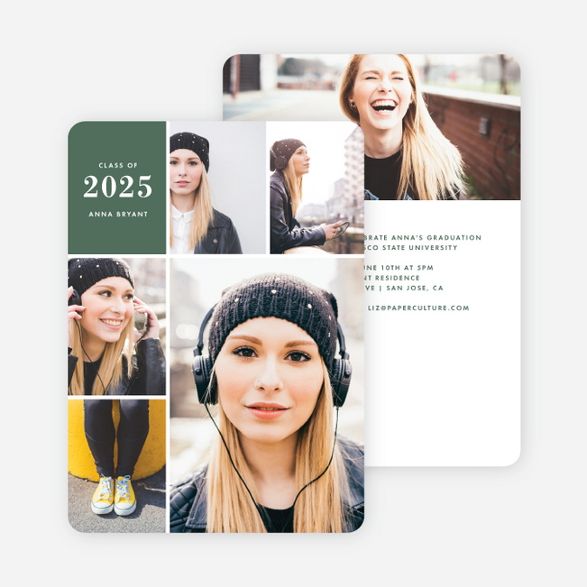 Photo Board Graduation Invitations - Green