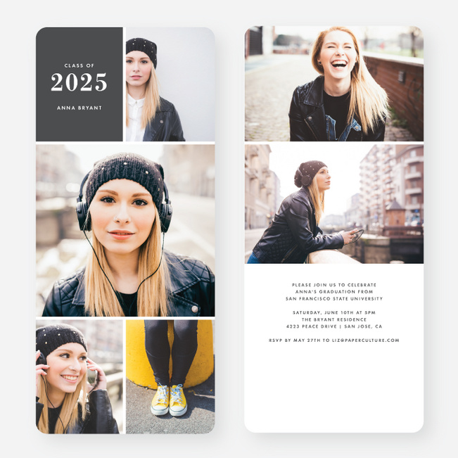 Photo Board Graduation Invitations - Gray