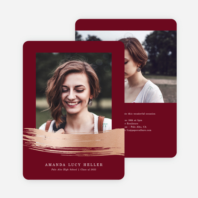 Foil Stroke of Genius Graduation Invitations - Red