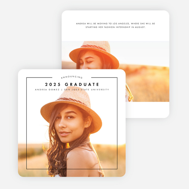 Thin Border Arc Graduation Announcements - Black