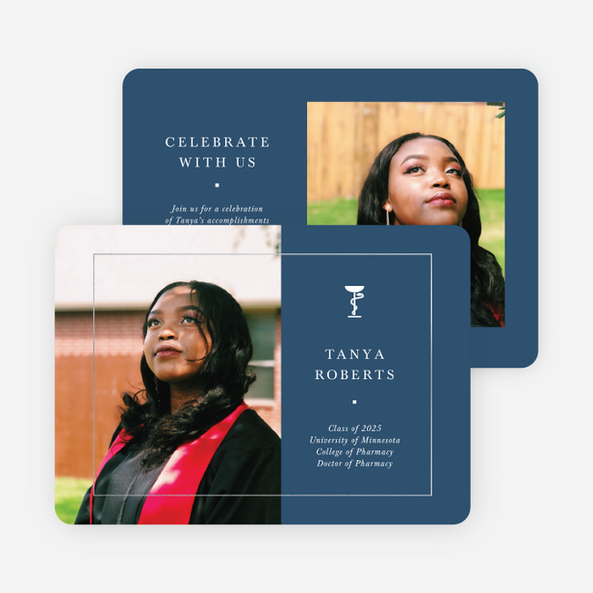 Foil Framed Achievement Graduation Announcements & Graduation Invitations - Blue