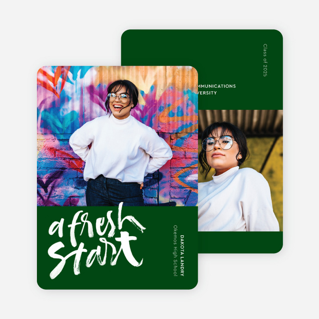 Bold Brushwork Graduation Announcements & Graduation Invitations - Green