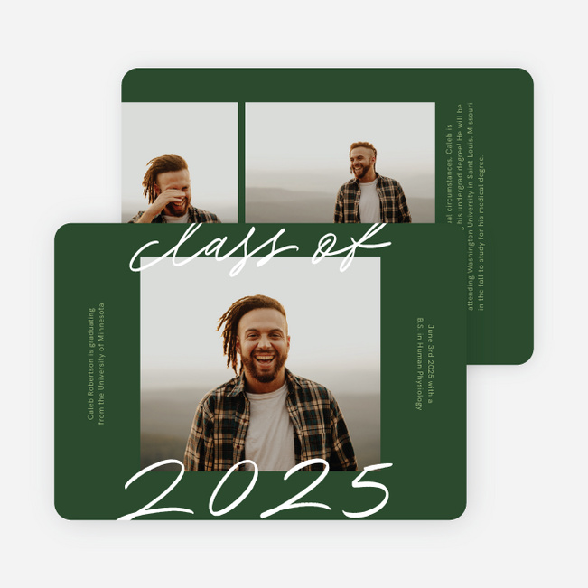 Casual Script Graduation Announcements & Graduation Invitations - Green
