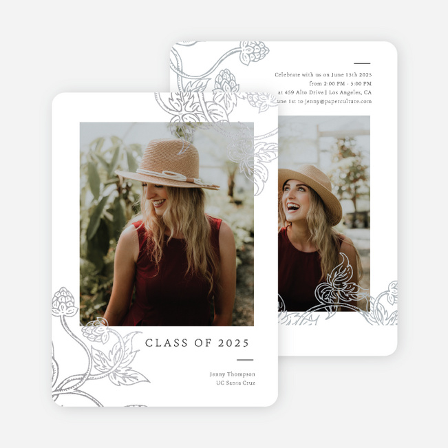 Foil Berry Bright Graduation Announcements & Graduation Invitations - Gray