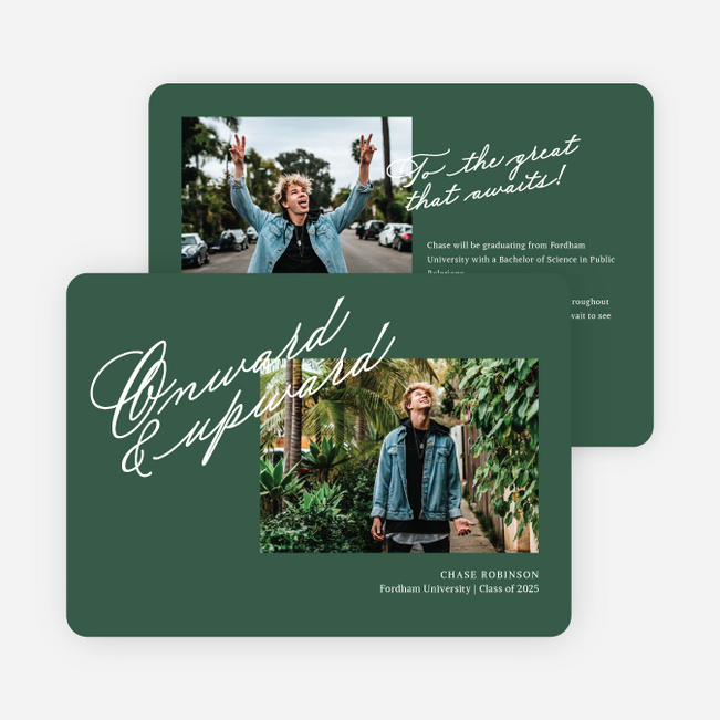 Onward and Upward Graduation Announcements & Graduation Invitations - Green
