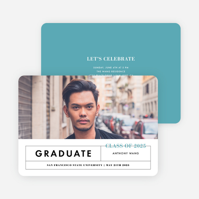Split Grid Graduation Invitations - Blue