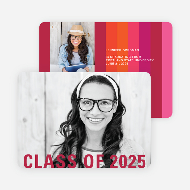 Class Stripes Graduation Announcements - Red