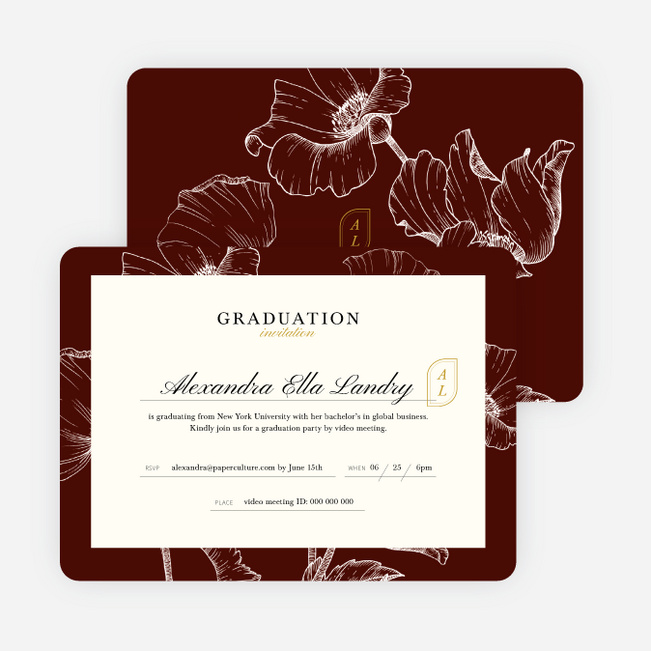 Formal Floral Graduation Announcements & Graduation Invitations - Red