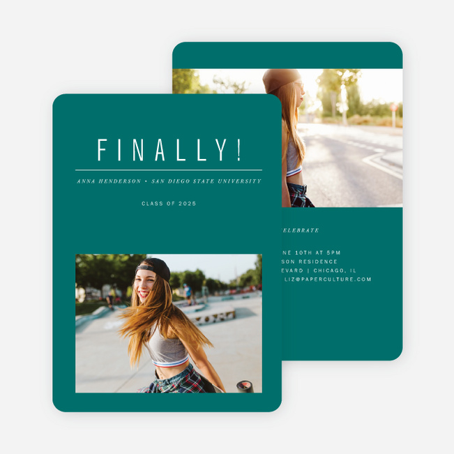 Bold Announcement Graduation Announcements - Green