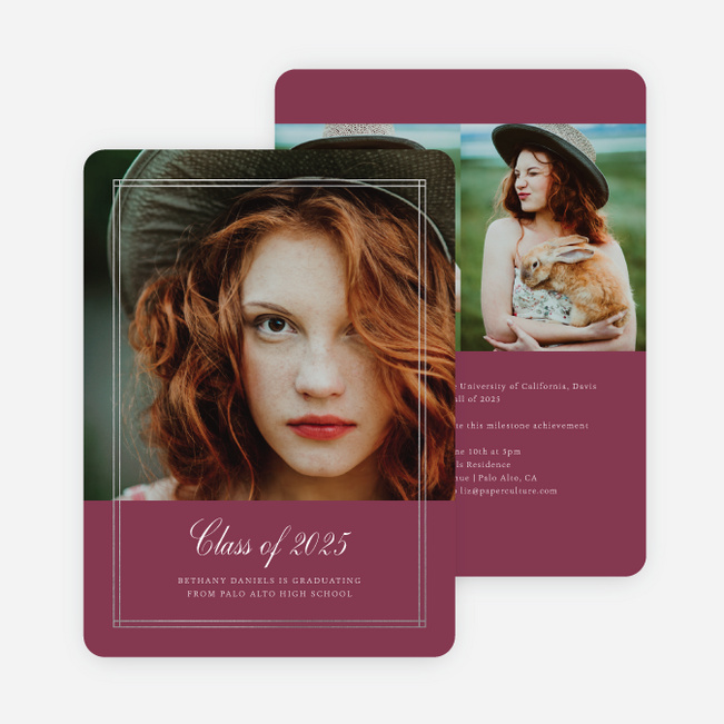 Foil Double Lines Graduation Invitations - Red