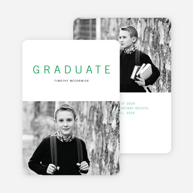 Simple Congrats Elementary Graduation Announcement - Green
