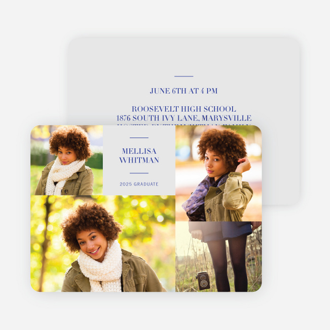 4 Photo Graduation Cards - Blue