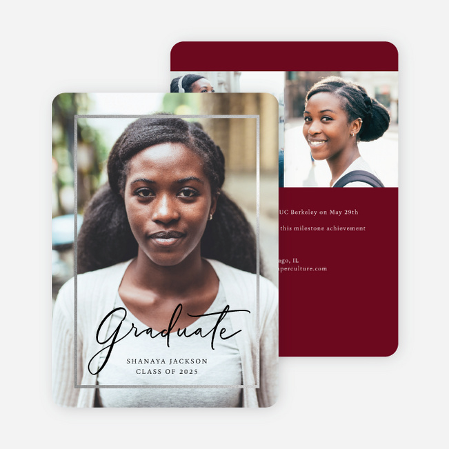 Foil Border Elegance Graduation Invitations - Red