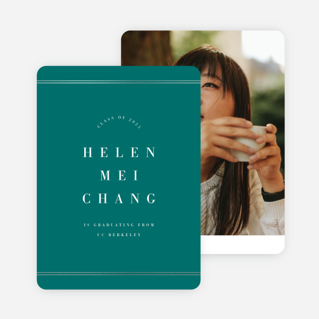 Foil Traditional Flair Graduation Announcements - Green