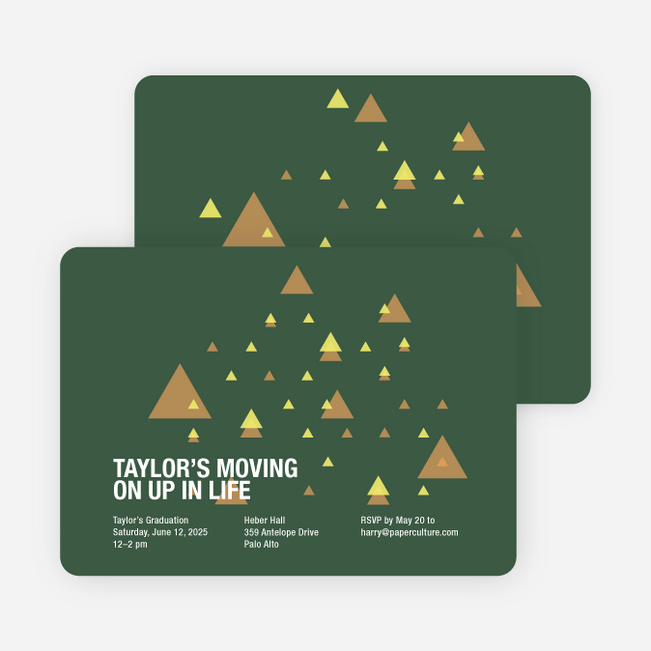 Moving Up Graduation Announcement and Invitation - Forest Green