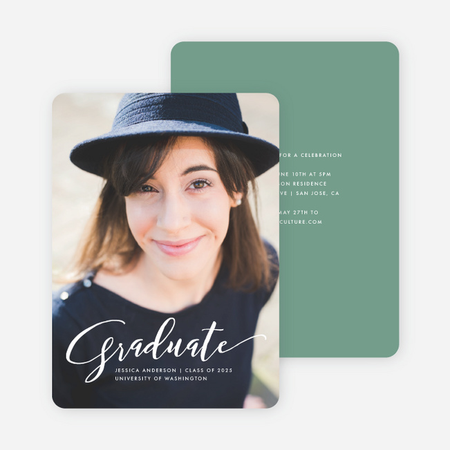 Simply Script Graduation Invitations - Green