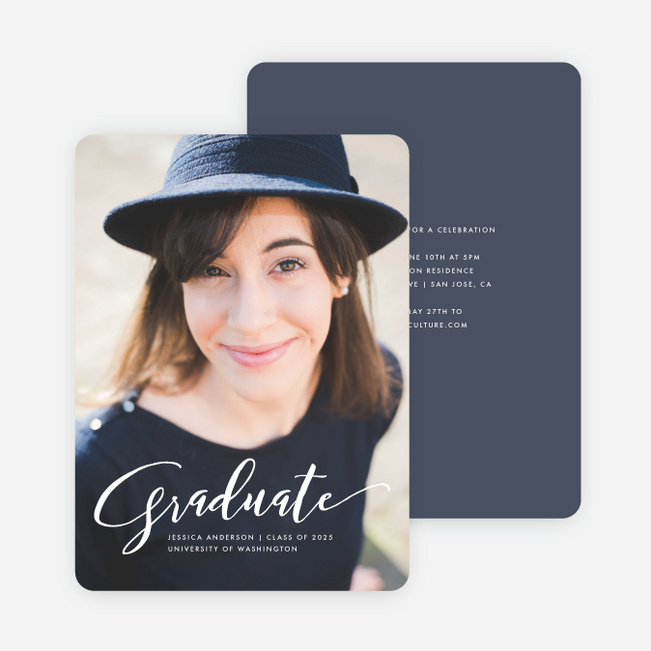 Simply Script Graduation Invitations - Blue