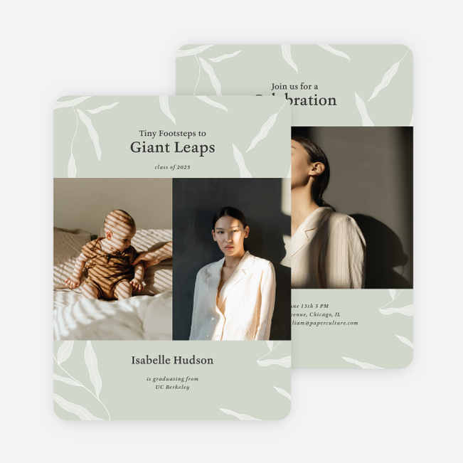 Foliage Flourish Graduation Announcements & Invitations - Gray