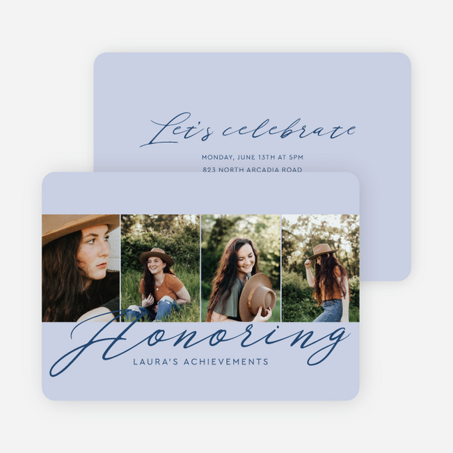 Heartfelt Honors Graduation Announcements & Invitations - Blue