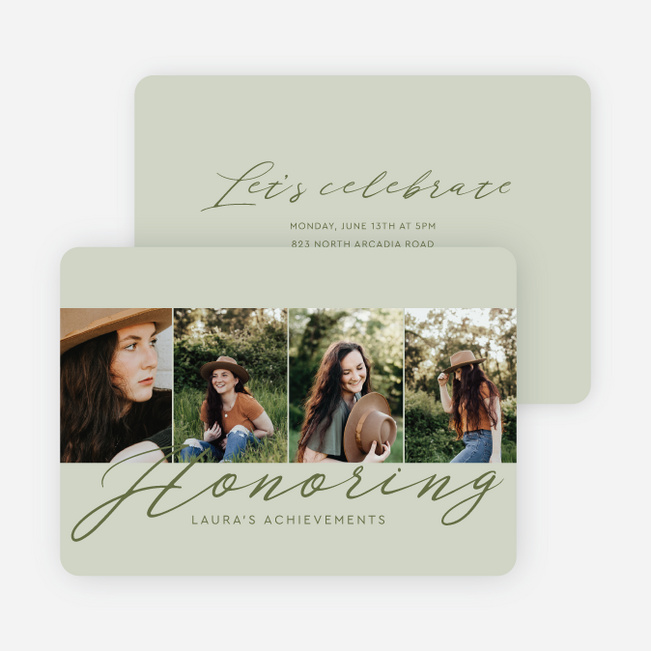 Heartfelt Honors Graduation Announcements & Invitations - Green