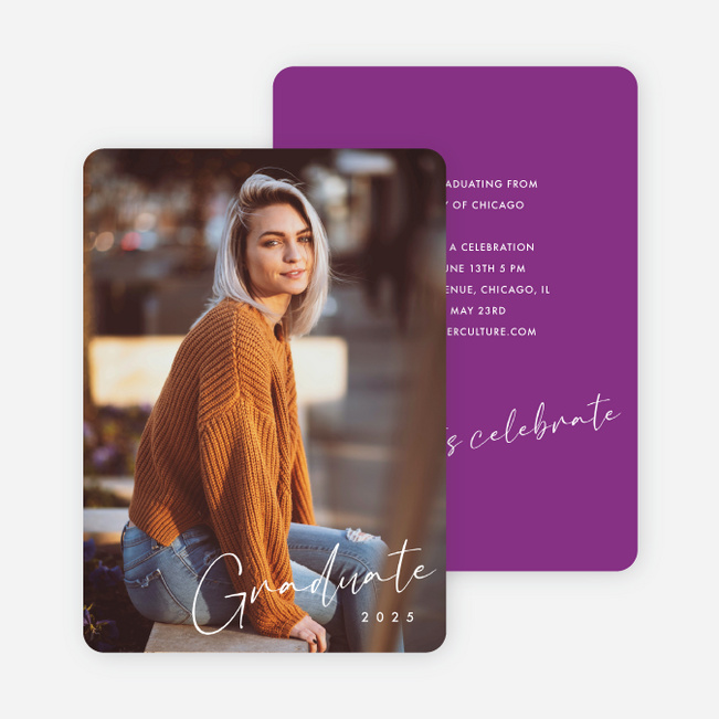 Inscribed Triumphs Graduation Announcements & Invitations - Purple