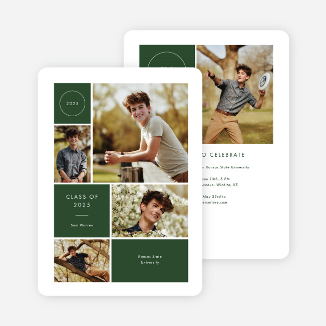 Milestone Montage Graduation Announcements & Invitations - Green