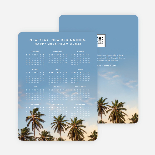 Calendar Wishes Corporate Holiday Cards - White