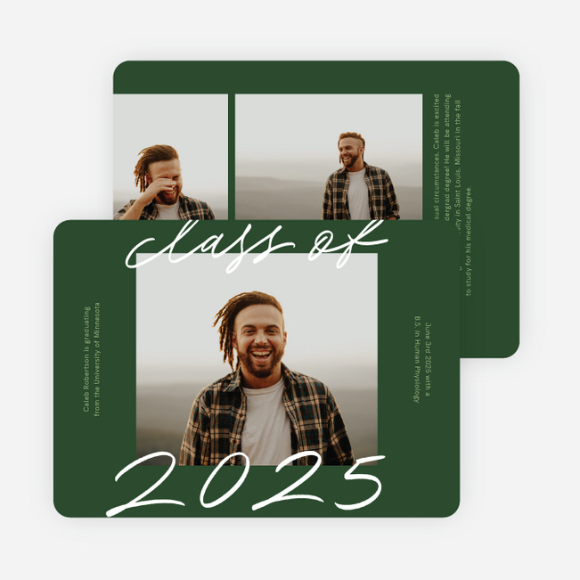 Casual Script Graduation Announcements & Graduation Invitations - Green