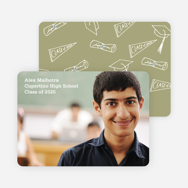 Graduation Icons Invitations - Split Pea