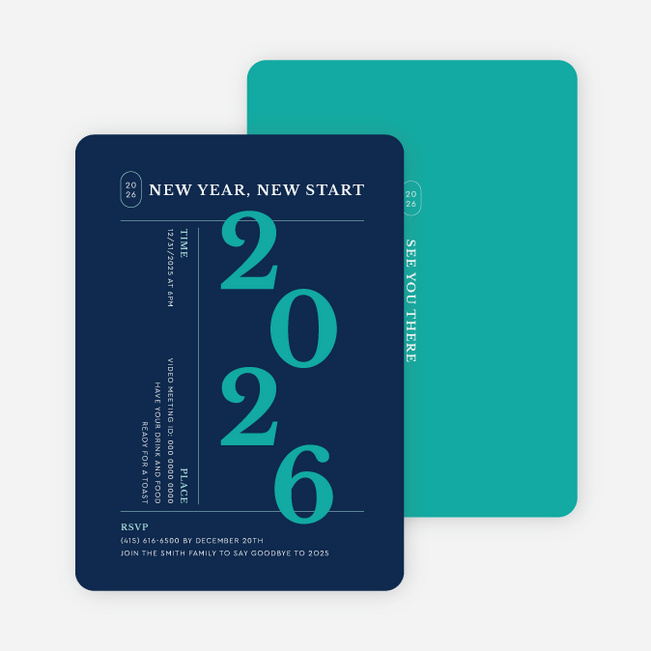 Big Countdown Holiday Invitations - Blue