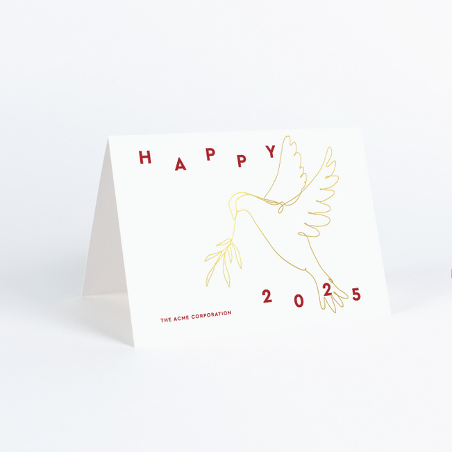 Foil Graceful Dove Corporate Holiday Cards & Corporate Christmas Cards - Yellow