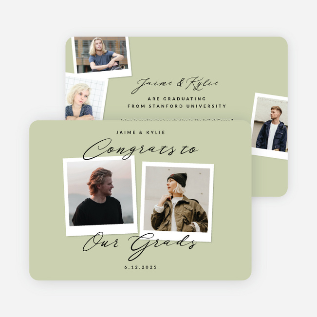 Synchronized Success Graduation Announcements & Invitations - Green
