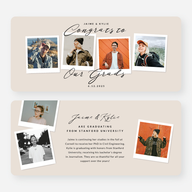 Synchronized Success Graduation Announcements & Invitations - Beige