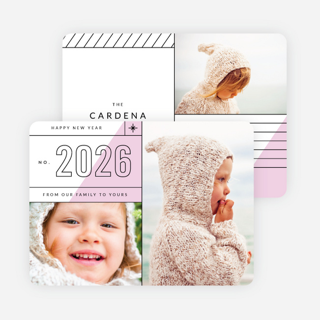 Diagonal Lines New Year Cards - Purple