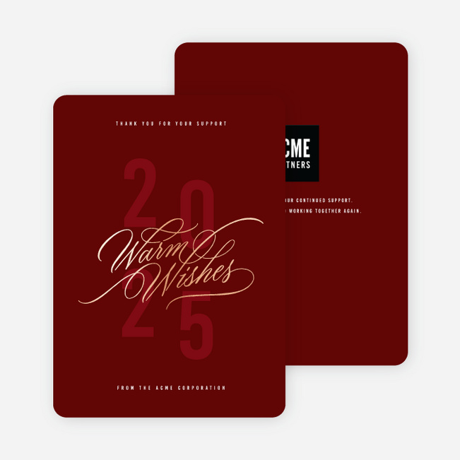 Foil Warm Wishes Business Holiday Cards - Red