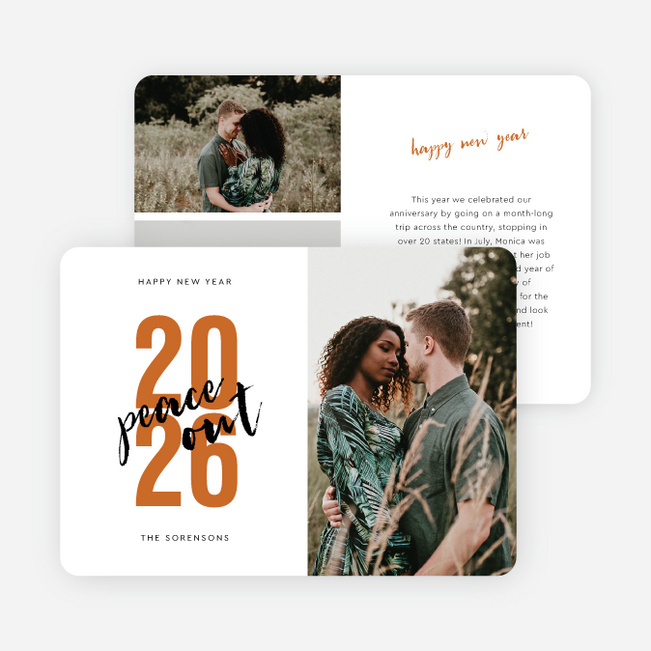 Peace Out New Year Cards and Invitations - Orange