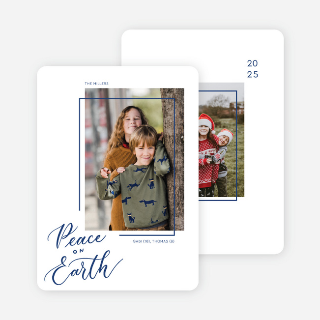 Offset Border Christmas Cards - Blue