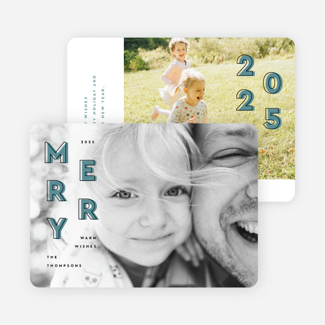 Offset Merriment Holiday Cards and Invitations - Black