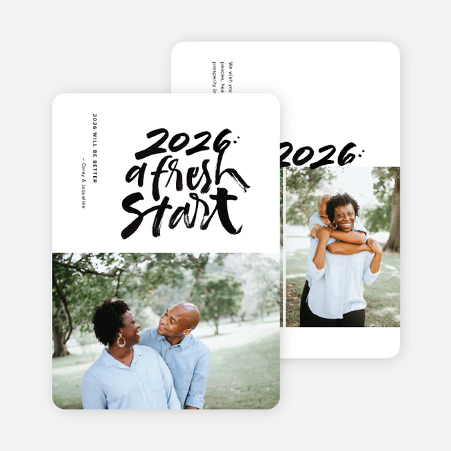 Bold Start New Year Cards and Invitations - White