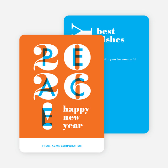 Overlapping Peace Corporate Holiday Cards - Orange
