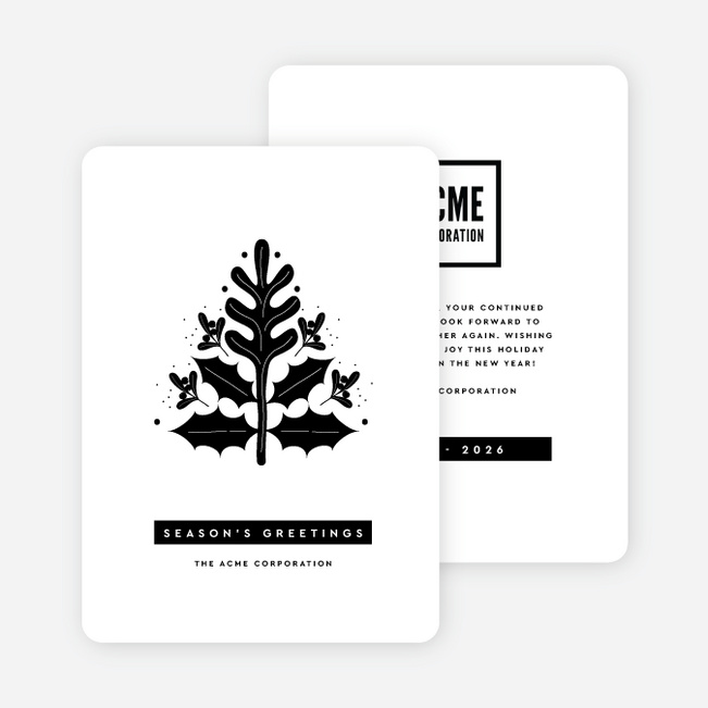 Holly Tree Corporate Holiday Cards - White