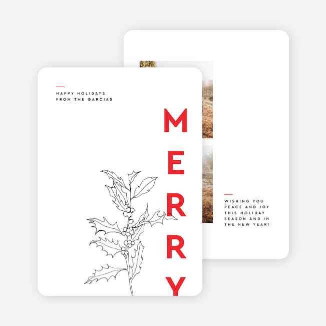 Merry Lined Up Holiday Cards - Red